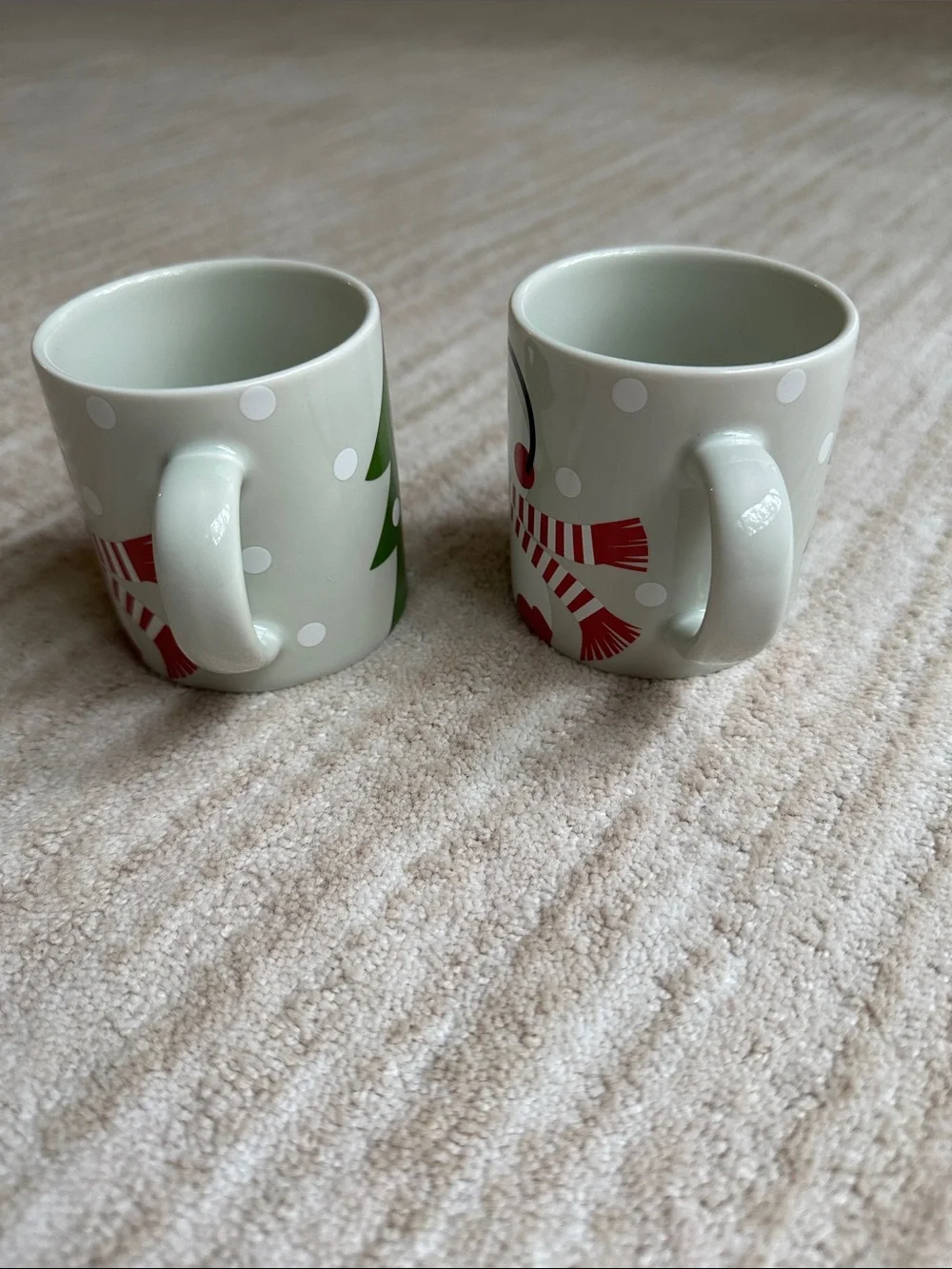 2 Crate & Barrel-Joan Anderson Childs Mug Winter Pine Tree Snowman Holiday